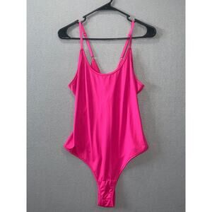 Womens Pink Bodysuit Large Criss Cross Sexy Adjustable Straps